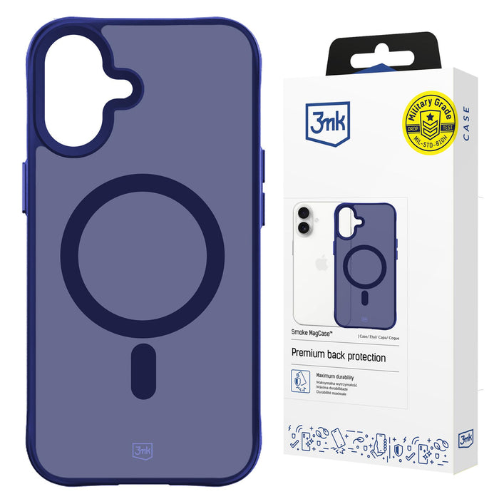 3mk Smoke MagCase for iPhone 16 - Blue-Translucent