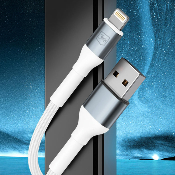 3mk Hyper Cable N-SERIES USB-A / Lightning 1m QC 3.0 5V/2.4A 12W - white