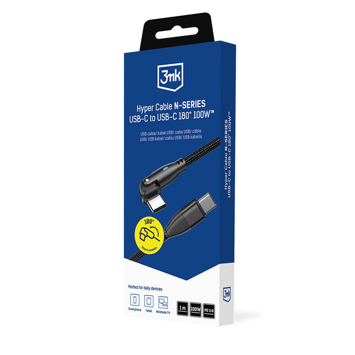 3mk Hyper Cable N-SERIES USB-C / USB-C 1m PD 3.0 QC 3.0 20V / 5A 100W - black