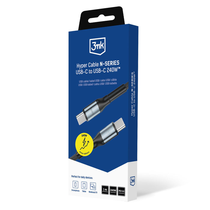 3mk Hyper Cable N-SERIES USB-C / USB-C 1m PD 3.0 QC 3.0 48V / 5A 240W - black