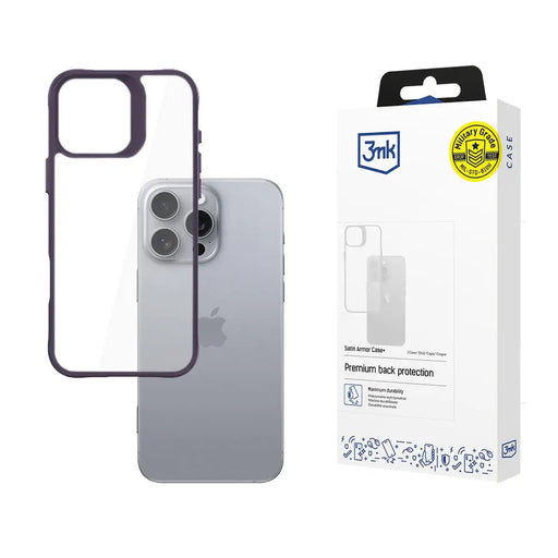 3mk Satin Armor Case+ Purple for Apple iPhone 16 Pro Max - Transparent - *Kategoria tymczasowa<<<HurtelXML