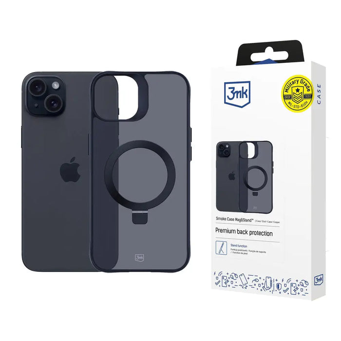 3mk Smoke Case Mag&Stand for Apple iPhone 15 plus - black - *Kategoria tymczasowa<<<HurtelXML