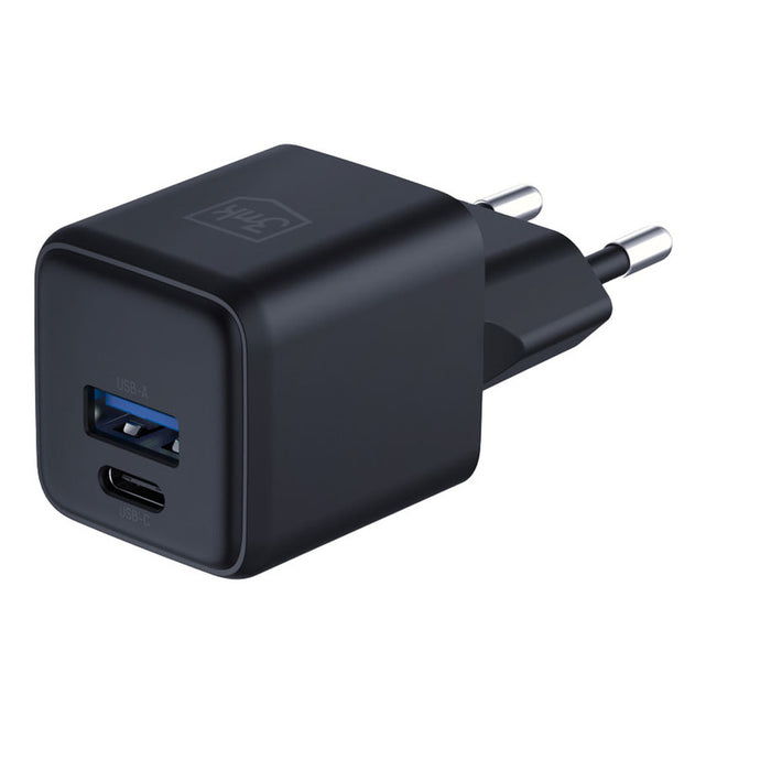 3mk Hyper GaN Charger 20W QC4+ PD PPS USB-C USB-A Wall Charger - Black