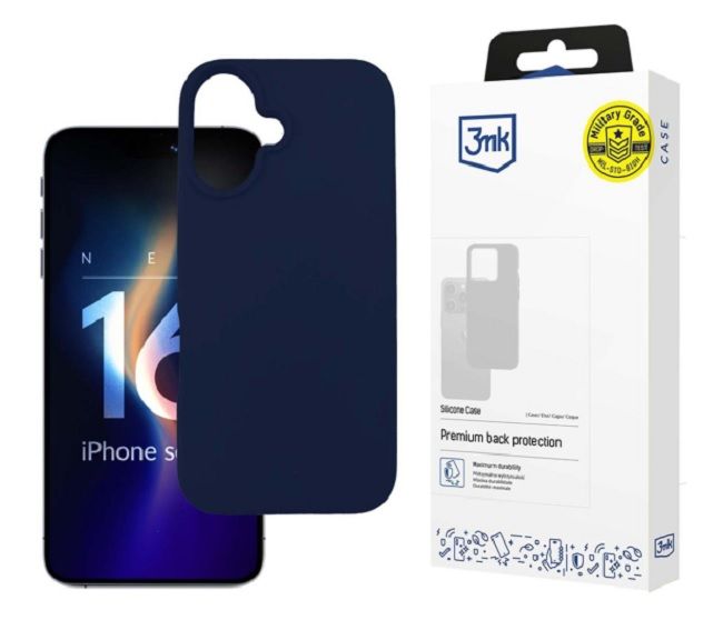 3mk Silicone Case for iPhone 16 Plus - navy blue