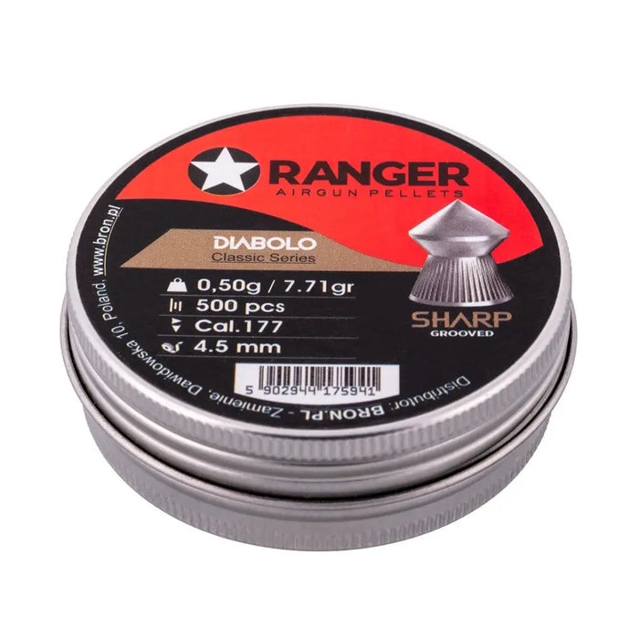4.5 mm RANGER Diabolo Professional Sharp Grooved Point 500 pellets - Air gun pelletsSTZ-SDW<<<ShootingSTZ<<<ActionPL