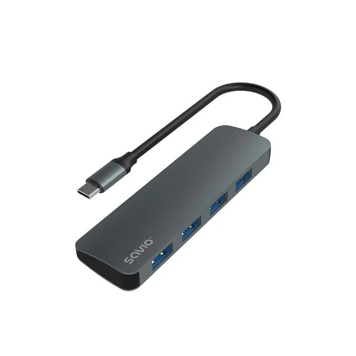 4-Port USB-C Hub Savio AK-54 Grey - HUB USB<<<Компютър Мрежи и компоненти<<<Компютри|