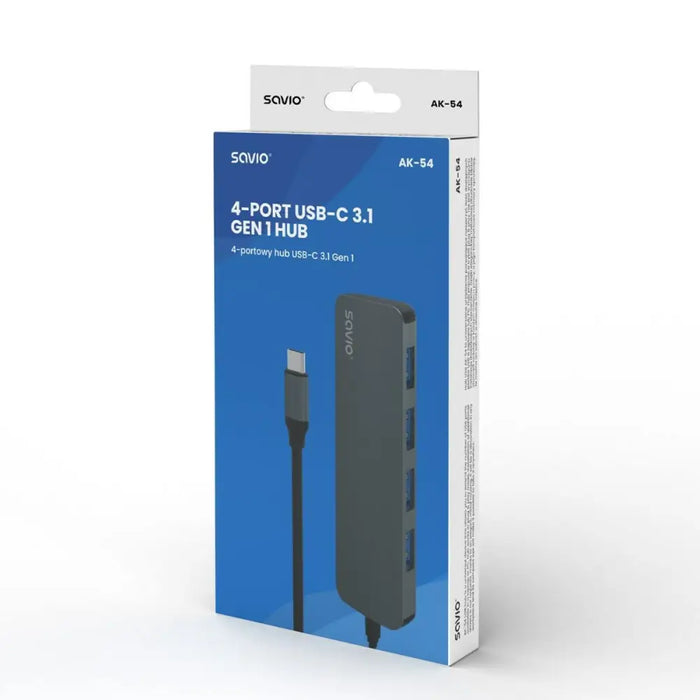 4-Port USB-C Hub Savio AK-54 Grey - HUB USB<<<Компютър Мрежи и компоненти<<<Компютри|