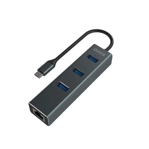 4-Port USB-C Hub Savio AK-57 Ethernet (RJ-45) Grey - HUB USB<<<Компютър Мрежи и компоненти<<<Компютри|