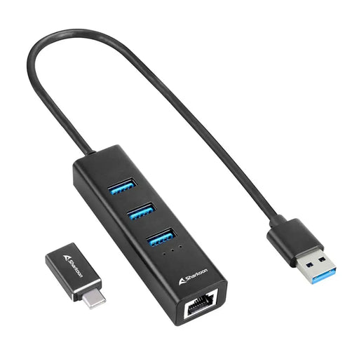 4-Port USB Hub Sharkoon Black - Компютър Мрежи и компоненти<<<Компютри| Електроника<<<BigBuy&&&HUB USB<<<Компютър Мрежи
