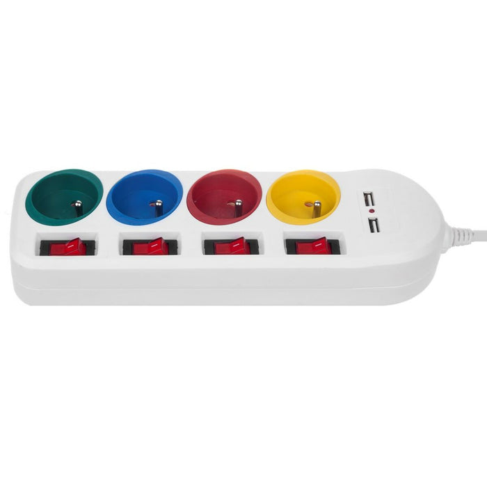 4-socket plugboard with power switch MacLean MCE229W (1,5 m) - Разклонители<<<Електроника Периферни и резервни