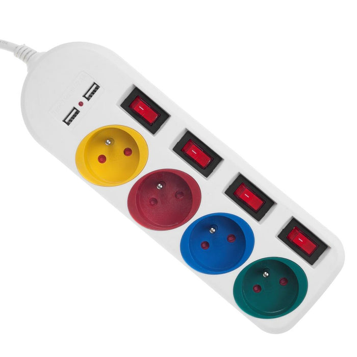 4-socket plugboard with power switch MacLean MCE229W (1,5 m) - Разклонители<<<Електроника Периферни и резервни
