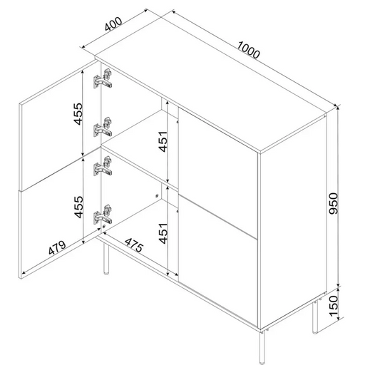 4D chest of drawers TRESSE 100x40x110 cashmere matt - Chests of drawers made of furniture
