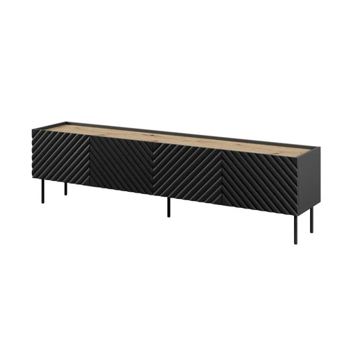 4D RTV cabinet ONDA 200x40x35-54 black (standing or wall mounted) - TV cabinets made of furniture boardSTV-ZPM<<<TV