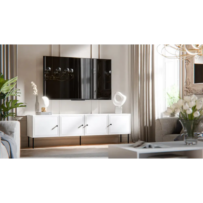 4D RTV cabinet PALAZZO BIS 201x40x60 white matt - TV cabinets made of furniture boardSTV-ZPM<<<TV cabinetsSTV<<<ActionPL