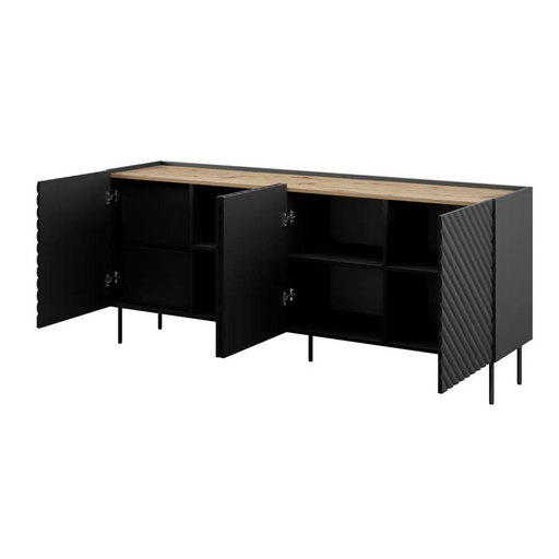 4D2SZ ONDA chest of drawers 200x45x85 black - Chests of drawers made of furniture boardKOY-ZPM<<<ChestsKOY<<<ActionPL
