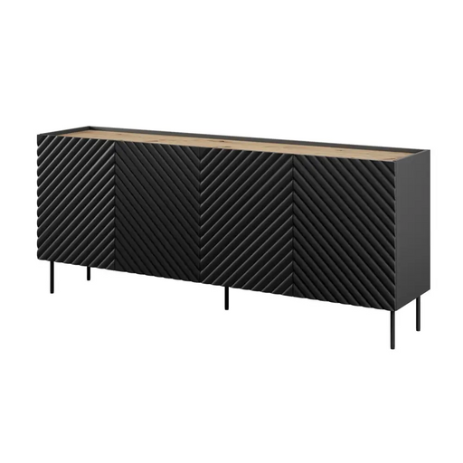 4D2SZ ONDA chest of drawers 200x45x85 black - Chests of drawers made of furniture boardKOY-ZPM<<<ChestsKOY<<<ActionPL