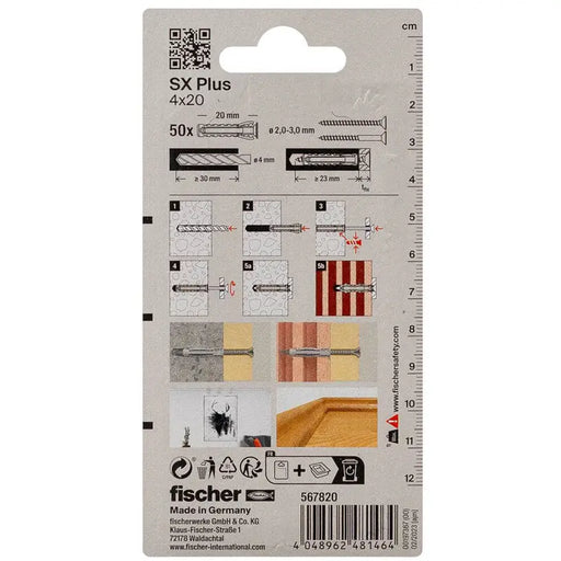 4X20 FISCHER SX PLUS EXPANSION DOwel - Комплекти дюбели<<<Дюбели<<<Инструменти и