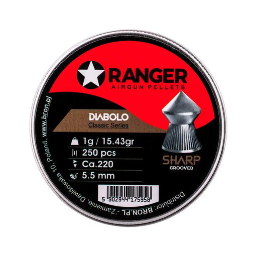 5.5 mm RANGER Diabolo Professional Sharp Grooved Point 250 pellets - Air gun pelletsSTZ-SDW<<<ShootingSTZ<<<ActionPL
