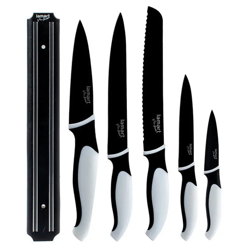 5 KNIFE SET WITH MAGNETIC HOLDER LT2157 LAMART - Дъски ножове и белачки<<<Домашни потреби<<<Кухня<<<Praktiker