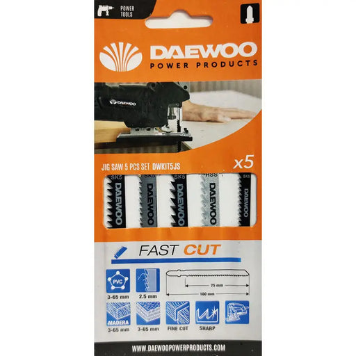 5 PCS DAEWOO DWKIT5JS JIG SAW BLADES SET - Ножове за прободни триони<<<Консумативи за електроинструменти<<<Инструменти