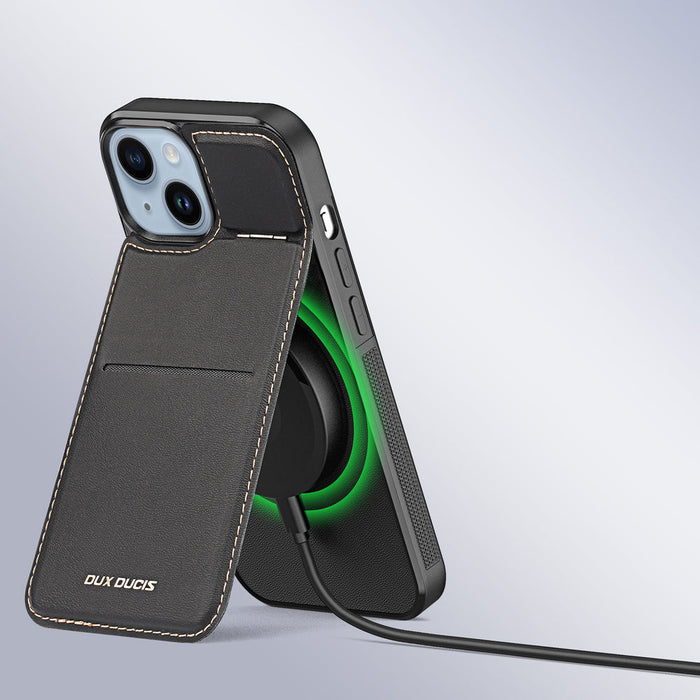 3in1 Wallet Case with Stand for iPhone 15 Plus MagSafe RFID Blocker Dux Ducis Rafi Mag - Black - Cell phone cases