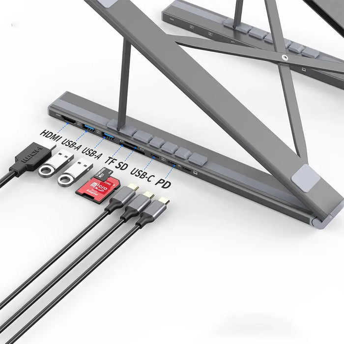 7in1 laptop stand Choetech HUB-M48 PD USB-C SD TF USB-A HDMI 100W + USB-C cable - gray - USB hubs<<<HurtelXML