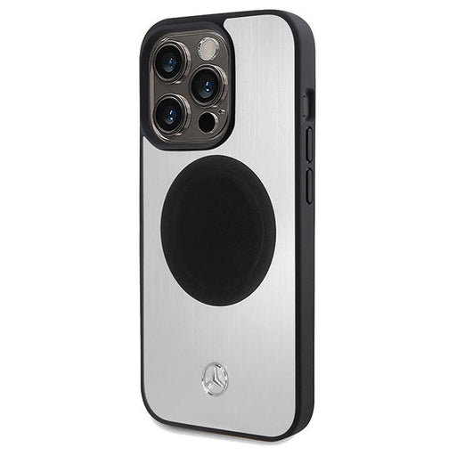 Mercedes Leather&Alu MagSafe case for iPhone 15 Pro - silver - Cell phone cases and covers<<<HurtelXML