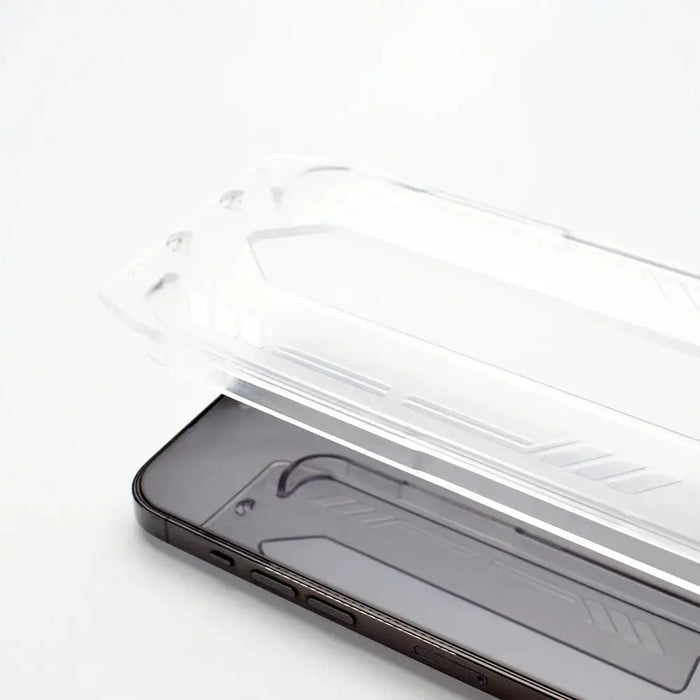 9H tempered glass with mounting frame for iPhone 14 Pro Wozinsky Premium Glass - black - Cell phone tempered