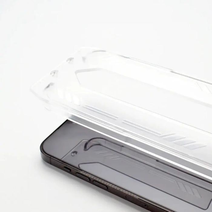 9H tempered glass with mounting frame for iPhone 15 Pro Wozinsky Premium Glass - black - Cell phone tempered