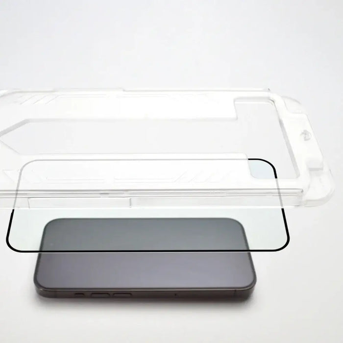9H tempered glass with mounting frame for iPhone 15 Wozinsky Premium Glass - black - Cell phone tempered