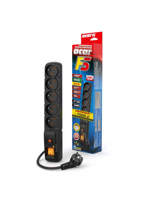 ACAR F5 Black 5 AC outlet(s) 230 V 1.5 m
