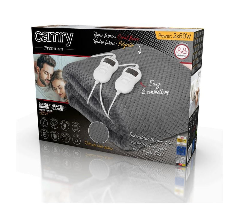 Camry CR 7417 electric blanket 2x 60 W Gray