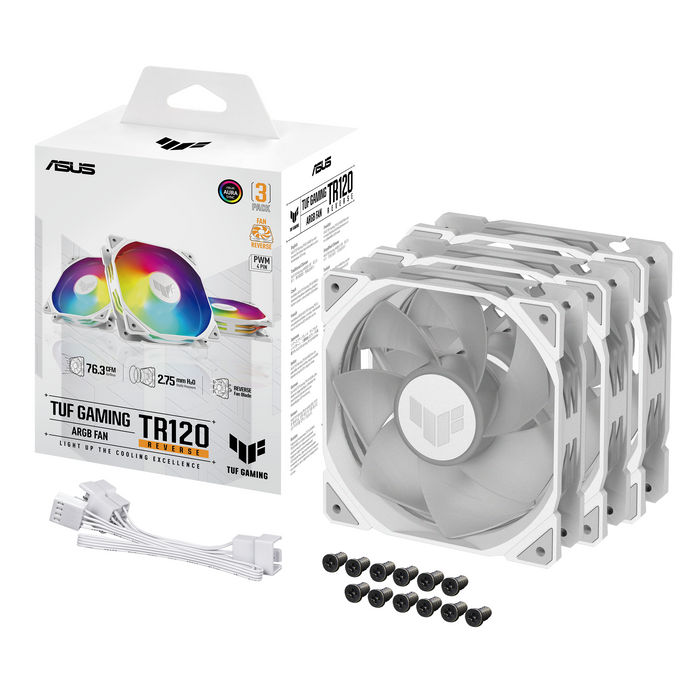 Fan set 3 in 1 ASUS TUF GAMING TR120 ARGB Reverse WHITE EDITION