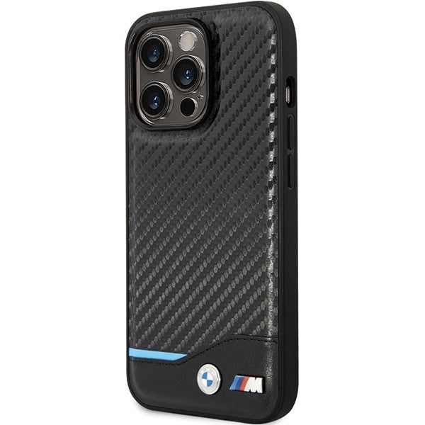 Case BMW BMHCP13X22NBCK iPhone 13 Pro Max 6.7" black/black hardcase Leather Carbon