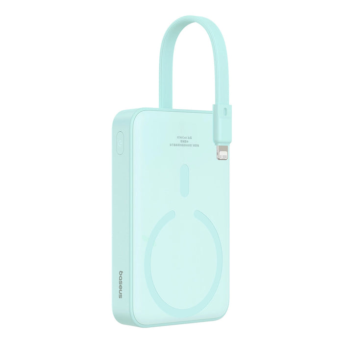 Baseus Magnetic Mini MagSafe 10000mAh 20W powerbank with built-in Lightning cable - blue + Baseus Simple Series USB-C - USB-C 60W 0.3m cable