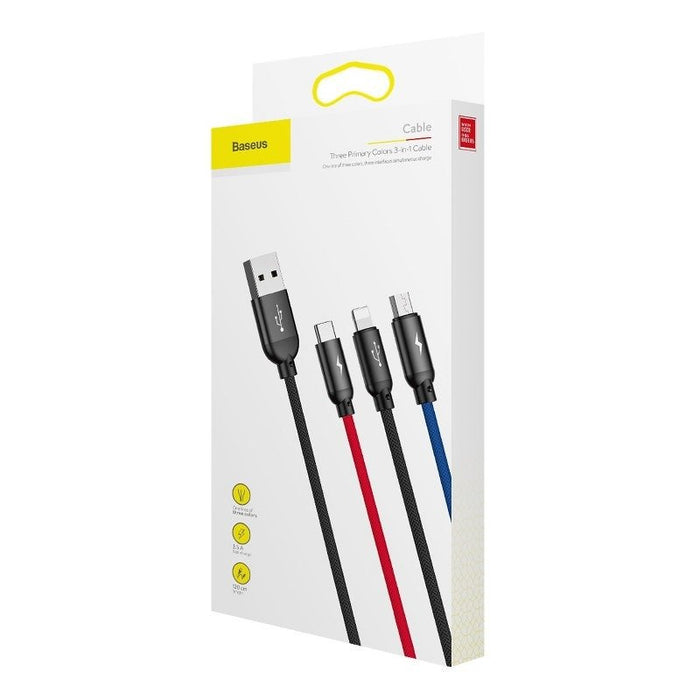 Baseus 3in1 Cable USB-C / Lightning / Micro 3,5A 0,3m (Black)
