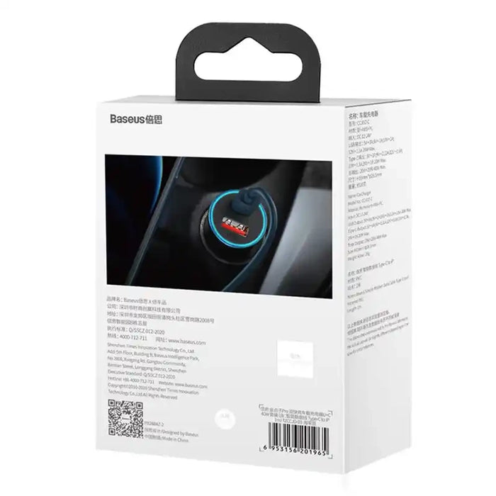 Baseus Golden Contactor Pro car charger, USB + USB-C, QC4.0+, PD, SCP, 40W (blue) + USB-C - Lightning cable 1m (blue)