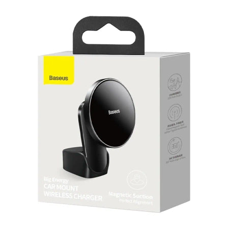 Baseus Big Energy car mount with wireless charger 15W for Iphone 12 / Iphone 13 (Black)