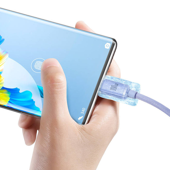Baseus Crystal Shine cable USB to USB-C, 100W, 2m (purple)
