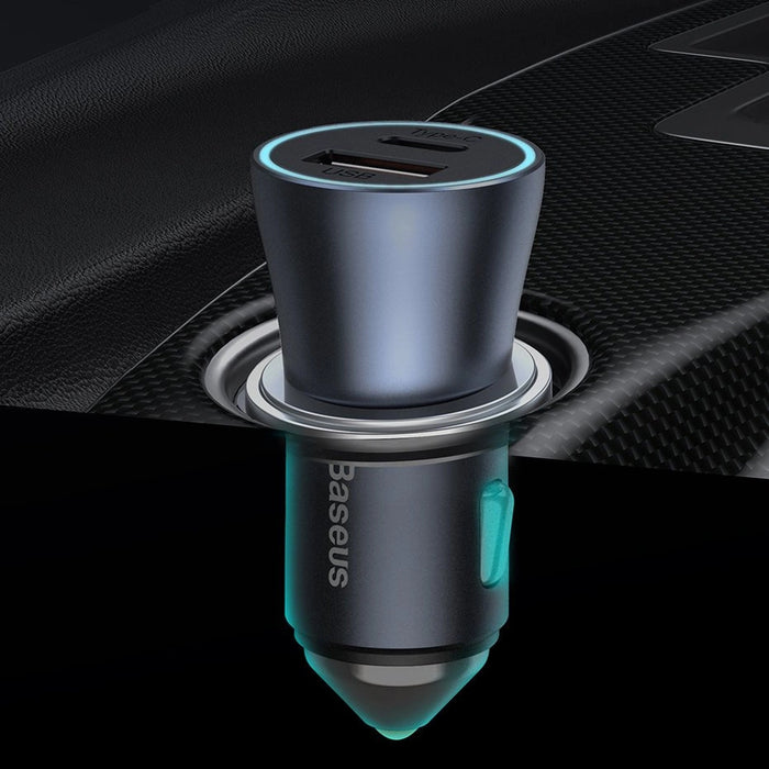 Baseus Golden Contactor Pro car charger, USB + USB-C, QC4.0+, PD, SCP, 40W (blue)