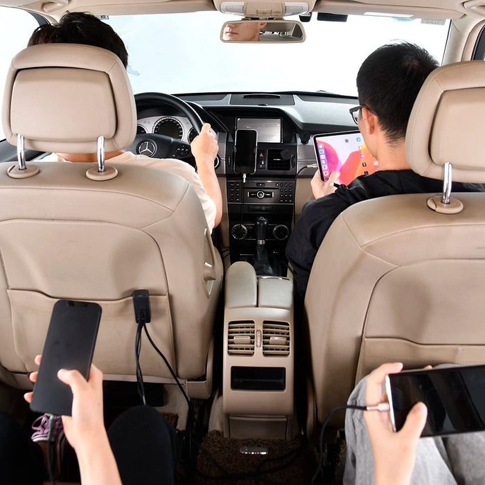 Car charger Baseus Share Together with extension cord, 2x USB, 2x USB-C, 120W (grey)