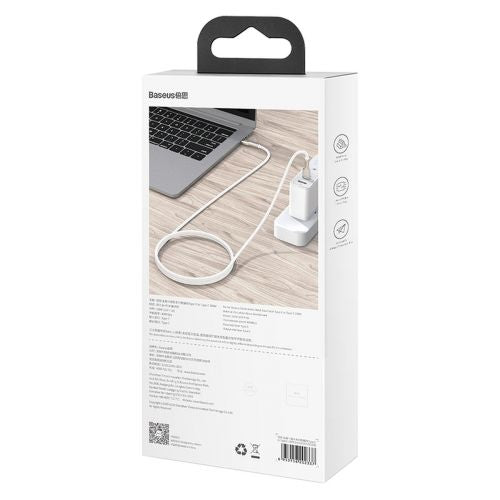 Cable USB-C to USB-C Baseus Cafule, 100W, 1m (white)