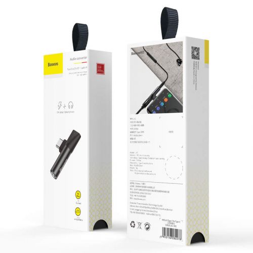 Baseus Audio Adapter USB-C to Mini Jack 3.5mm + USB-C (black)