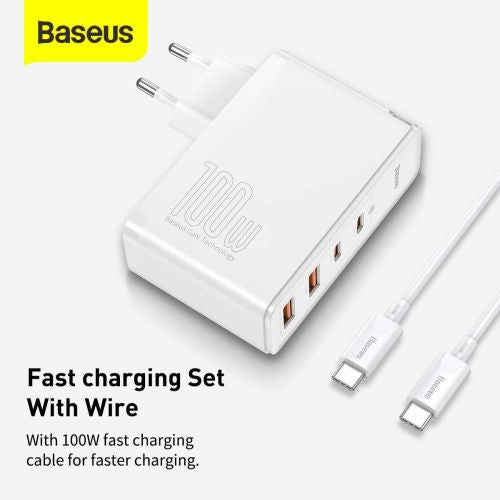 Travel Charger Baseus GaN2 Pro Quick  2x USB + 2x USB-C, 100W, EU (white)