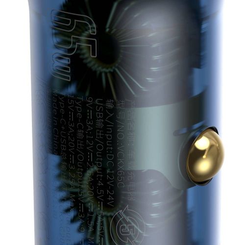 Baseus Particular Digital Display car charger with display, USB + USB-C, QC3.0+PD, 5A, 65W (gray)