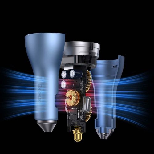 Car charger Baseus Golden Contactor Pro, 2x USB-C, 1x USB, 65W (grey)