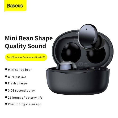 Baseus Bowie E2 TWS Bluetooth 5.2 Wireless Earphones Waterproof IP55 Black (NGTW090001)