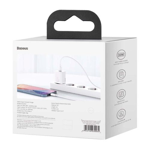Baseus Super Si Quick Charger 1C 20W with USB-C cable for Lightning 1m (white)