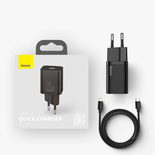 Baseus Super Si Quick Charger 1C 20W with USB-C cable for Lightning 1m (white)
