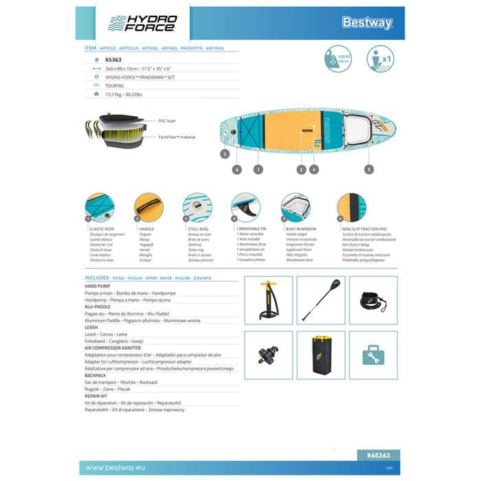 PADDLE BOARD SUP PANORAMA 340X89X15CM BESTWAY 65363